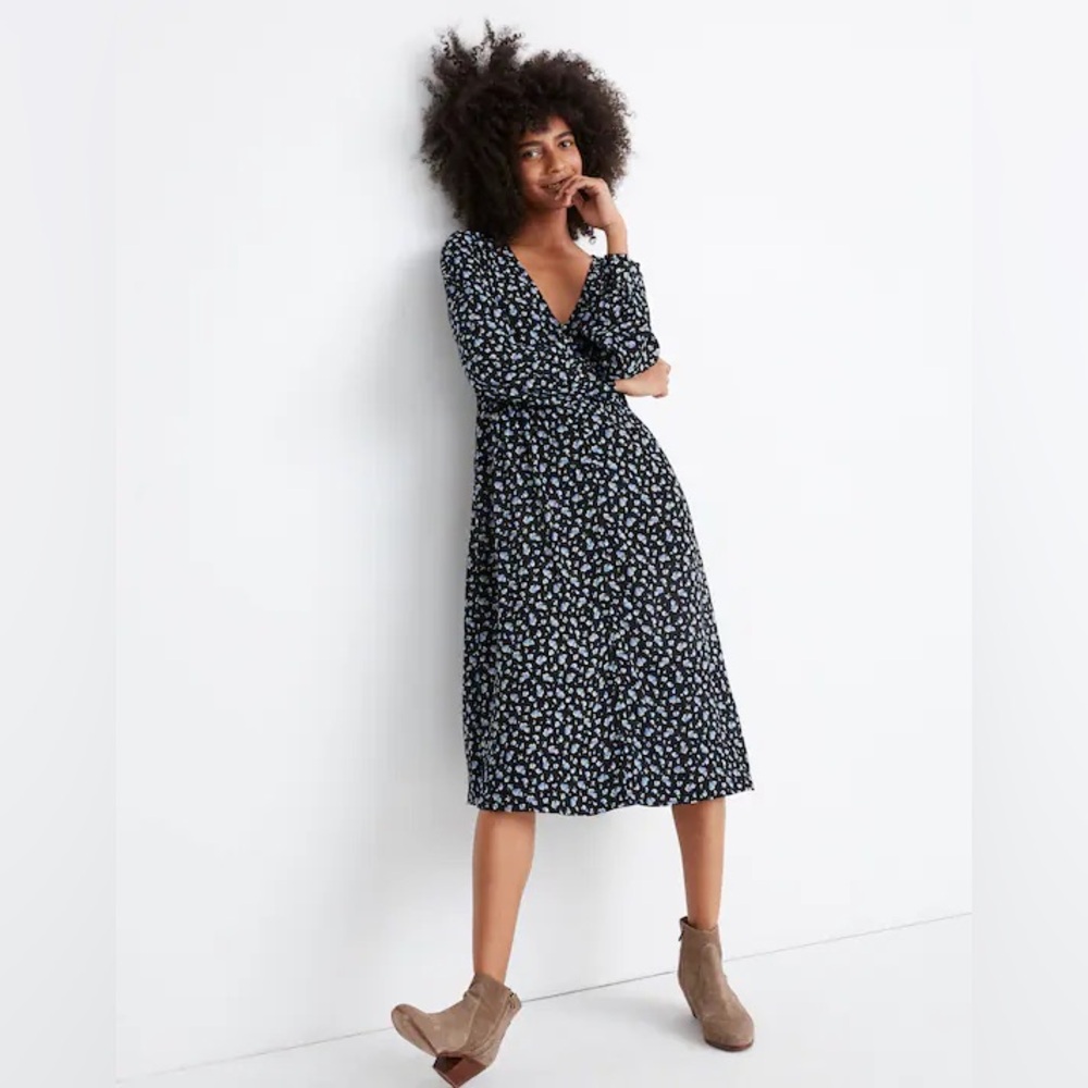 Madewell Long-Sleeve Button-Front Dress in Baby's Breath Size 6 Cottagecore